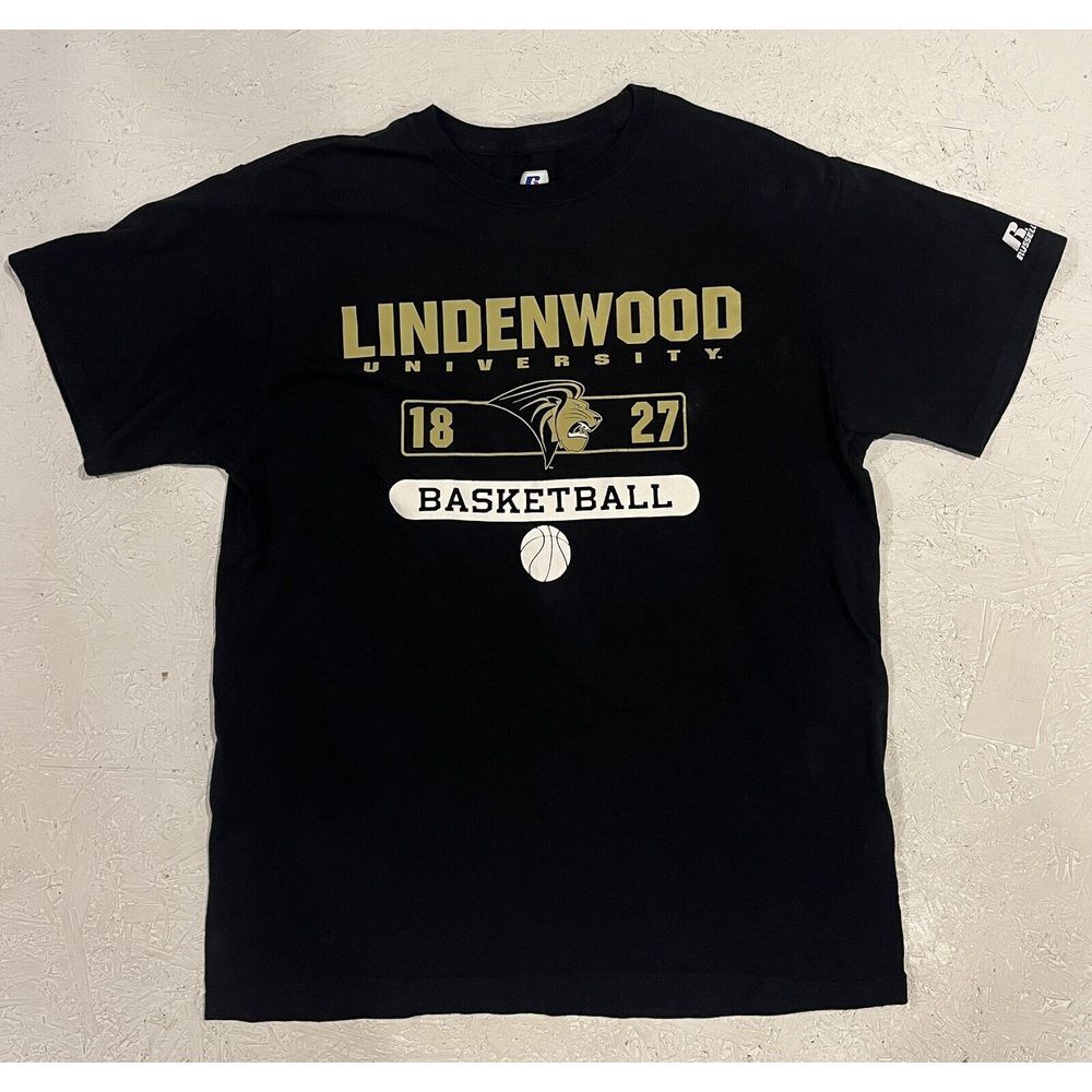 Russell‎ Lindenwood University Lions Basketball Shirt Mens M Black Short Sleeve